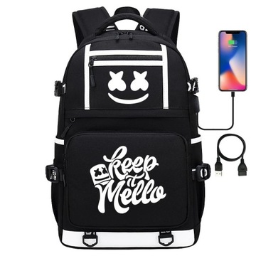 НОВЫЙ ШКОЛЬНЫЙ РЮКЗАК ШКОЛЬНЫЙ РЮКЗАК DJ MARSHMELLO USB ВЫКРОЙКИ А4 БОЛЬШОЙ