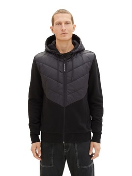 Kurtka Tom Tailor hooded fabric mix sweat jacket r. L Black