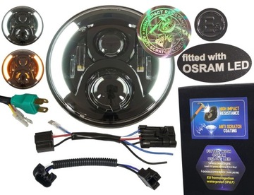 lampa LED DRL chipy OSRAM 7 cali reflektor czarny