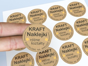 Etykiety naklejki papierowe KRAFT eco brązowy