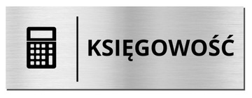 TABLICZKA NA DRZWI - KSIĘGOWOŚĆ | piktogram | 20x7cm | srebrna