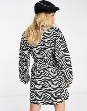 Asos Design NH2 cbs sukienka z kołnierzykiem animal print guziki 46