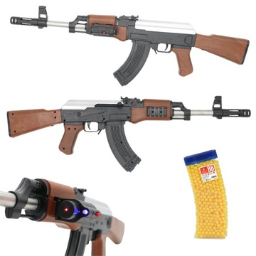 KARABIN AK47 PISTOLET NA KULKI 6mm Z LASEREM KAŁASZNIKOW CS + GRATIS KULKI