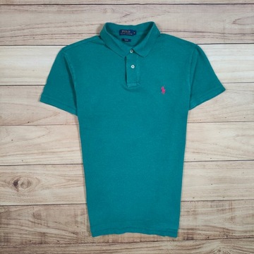 POLO RALPH LAUREN Koszulka Polo Męska Slim Fit Zielona Logo r. M