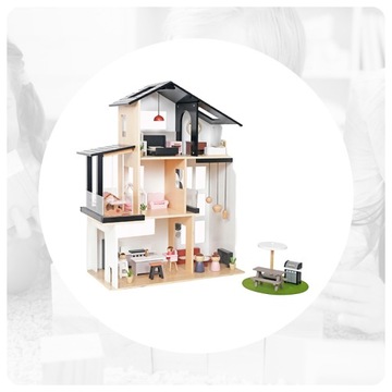 NOWOCZESNY DUŻY DREWNIANY DOMEK DLA LALEK MODERN LOFT WILLA DLA DZIECI