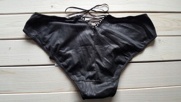 CALZEDONIA INTIMISSIMI MAJTKI FIGI Shiny Broderie KORONKOWE CZARNE S/36