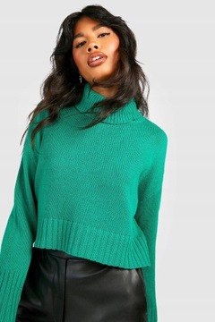 Boohoo NG2 ijb klasyczny zielony sweter z golfem L