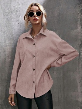 ДЛИННАЯ ВЕЛЬВАЛЬНАЯ РУБАШКА С НИЖНИМ ПЛЕЧЕМ РОЗОВАЯ SHEIN L 40