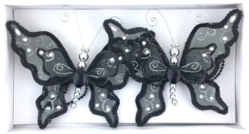 ЧЕРНАЯ БАБОЧКА 13 см БАБОЧКИ набор 2 шт КЛИПС