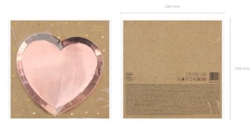 БУМАЖНЫЕ ТАРЕЛКИ СЕРДЦЕ РОЗОВОЕ ЗОЛОТО 21 СМ 6 ШТ.