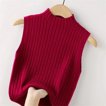 Casual Tops Sleeveless Knit Sweater Autumn Bottomi