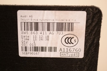 AUDI A4 8W B9 2.0 TFSI 2019 RHD ZADNÍ POLIČKA KUFRU KRYT NÁKLAD