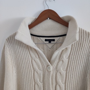 40 TOMMY HILFIGER sweter kardigan jak merino wełna lambswool angora rabbit