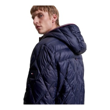 TOMMY HILFIGER KURTKA MĘSKA ZIMOWA QUILT RECYCLED HOODED JACKET GRANAT r.L