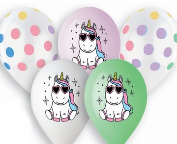 Balony urodzinowe mix Jednorożec kucyk mix 5 szt.