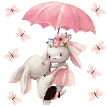 Naklejki na ścianę KRÓLICZKI PARASOL MOTYLE 100 W2