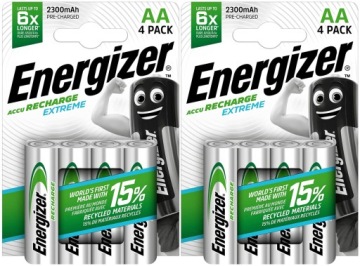 8x AKUMULATORKI (NiMH) ENERGIZER BATERIE AA R6 2300mAh