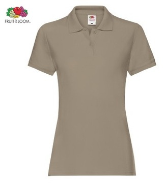 FRUIT OF THE LOOM PREMIUM Koszulka Polo Damska Bez Nadruku KHAKI Rozm: XL