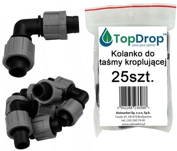 KOLANKA TAŚMY KROPLUJACEJ ŁĄCZNIK TAŚM kolano 16 mm zestaw 25 SZTUK