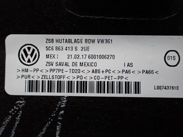 POLIČKA ZADNÍ KUFRU 5C6863413S FACELIFT VW JETTA VI 5C 17R