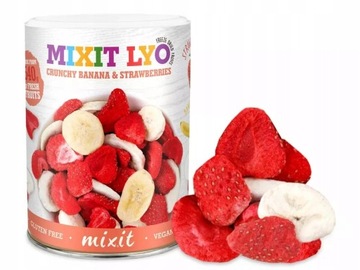 Banan Truskawka Chrupiące owoce Liofilizowane 80 g MIXIT