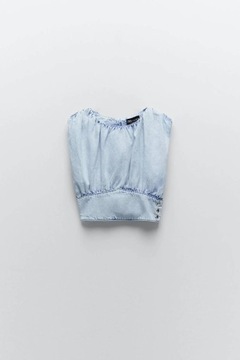 ZARA DAMSKI TOP JEANSOWY MARSZCZONY BASIC M HET