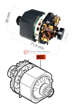 BOSCH GSR 14.4 V-LI - SILNIK PRĄDU STAŁEGO 14,4V nr.802 Kod: 2 609 199 358