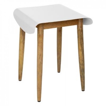 Taboret stołek siedzisko drewno MANGO+metal BIAŁY