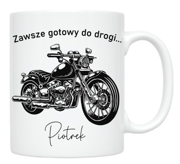 KUBEK MOTOCYKLISTY motor, kubek na prezent + dowolne imię kartonik
