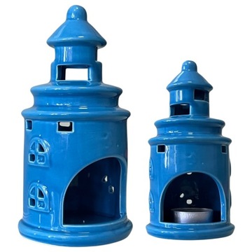 ŚWIECZNIK CERAMICZNY LAMPION KOMINEK TEALIGHT LATARNIA MORSKA