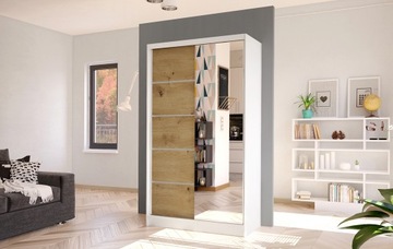 SZAFA PRZESUWNA DIEGO III z lustrem 100cm - pojemna GARDEROBA