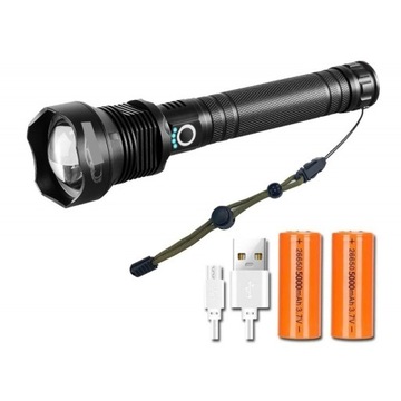 Mocna latarka taktyczna LED 15000lm 1000m USB Zoom