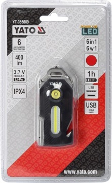 LED МНОГОФУНКЦИОНАЛЬНЫЙ TORCH 400lm YATO 6in1 WINDOW PUNCHER KNIFE PUNCHER
