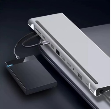 DOCKING STATION HUB ADAPTER USB-C 12in1 RJ45 2x HDMI 4K ETHERNET VGA USB 3.0