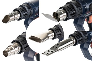 ЭЛЕКТРИЧЕСКАЯ ТЕПЛОВАЯ ПИСТОЛЕТКА, 2-СКОРОСТНАЯ, РЕГУЛИРОВКА ЖК-дисплея, МОЩНОСТЬ 2200ВТ + 5 НАСАДОК + ШПАТЕЛЯ