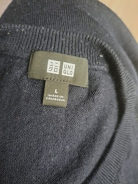 Uniqlo sweter granat 100% wełna L crew neck