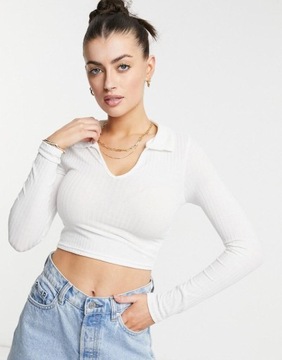 H05932 ŻEBROWANY TOP Z KOŁNIERZYKIEM 38