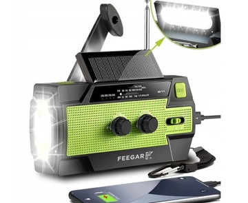 Feegar Radio Awaryjne Solarne AM FM SOS PB 4000mAh