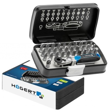 НАБОР НАСАДОК ДЛЯ ОТВЕРТОК, 33 предмета, ТРЕЩОТКА Hogert