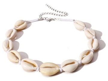 CHOKER naszyjnik Z MUSZELEK biały MUSZELKI