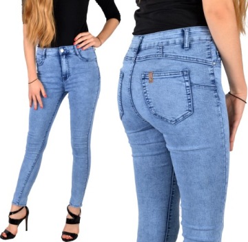 Spodnie Jeansy Wysoki Stan Jeansowe Push-Up Skinny