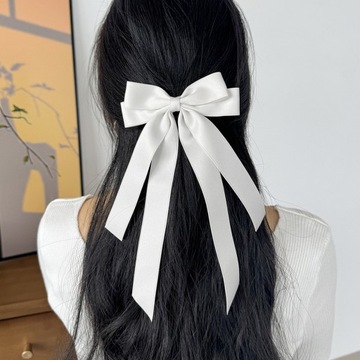 Клип для волос ленты складывает длинное украшение лука свадебное белое причастие