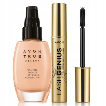 AVON ZESTAW TUSZ DO RZĘS GENIUS + PODKŁAD TRUE COLOR WARMEST BEIGE +GRATIS