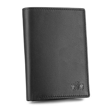 Portfel męski skórzany pionowy czarny elegancki ochrona kart RFID ZAGATTO