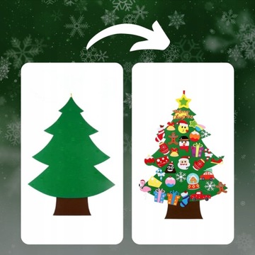 ЕЛКА ИЗ ВОЙЛА С УКРАШЕНИЯМИ ИЗ ВОЙЛА РОЖДЕСТВЕНСКАЯ ДЕТСКАЯ 34 ШТ 94см