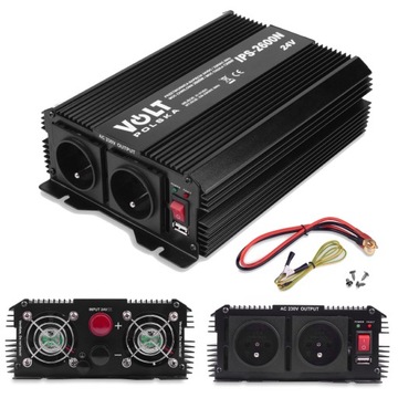 PRZETWORNICA NAPIĘCIA 24V 230V 1300/2600W USB VOLT