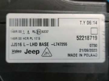 JEEP AVENGER FULL LED BASE 2023 SVĚTLO PŘEDNÍ LEVÝ SVĚTLOMET EVROPA