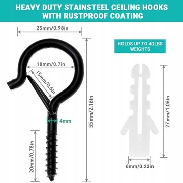 ПОТОЛОЧНЫЕ КРЮКИ, ЧЕРНЫЕ