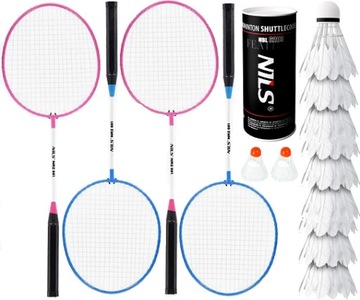 Paletki Rakietki 4szt Rakietek Lotki 11szt Zestaw do Badmintona Badminton