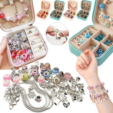 ZESTAW DO ROBIENIA BRANSOLETEK CHARMS DIY SZKATUŁKA BIŻUTERIA 50 EL OUTLET